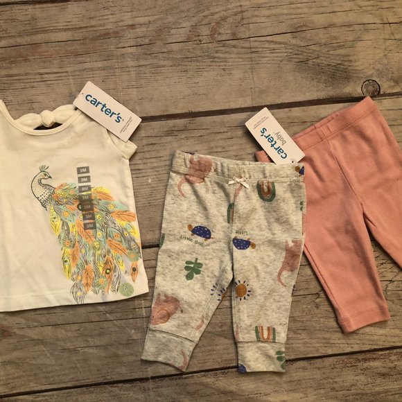 Carter's Animal Clothing Set, Peacock Top &Animal Friends Pants Size 3 Month NWT - Picture 7 of 7